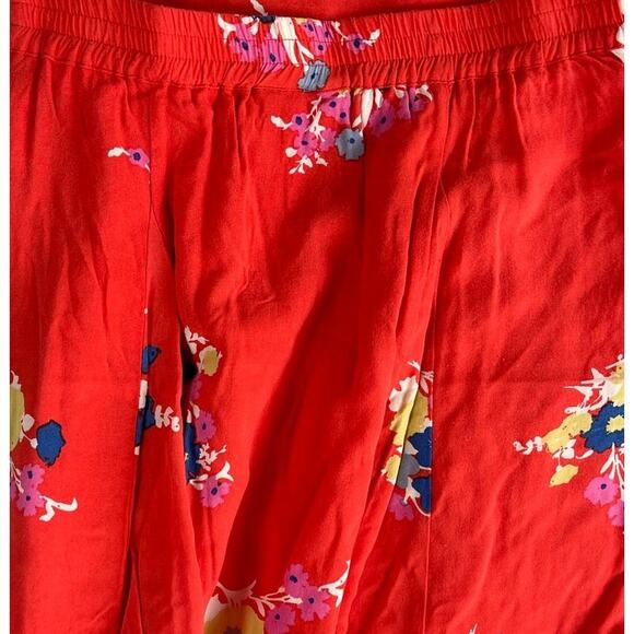 Modcloth Womens Small Red Blue Floral 100% Rayon Mini Skirt - Picture 8 of 9